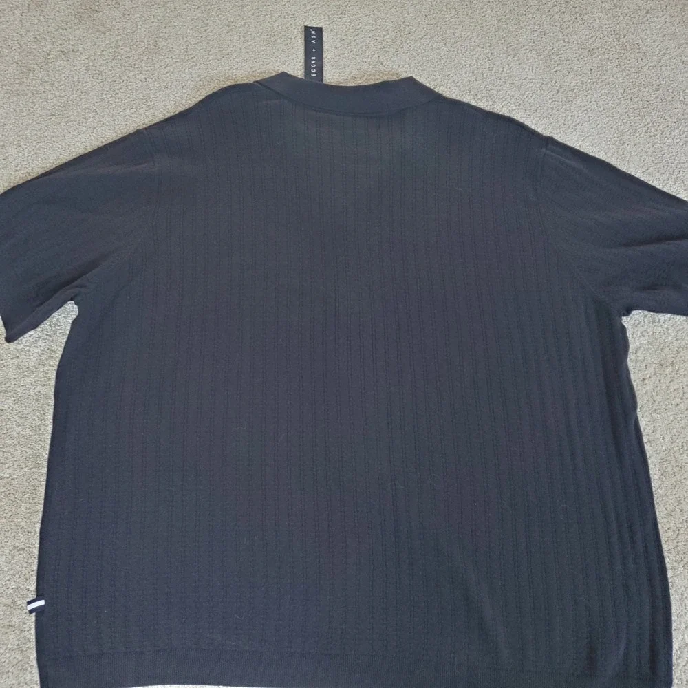 Edgar + Ash Button Down Shirt Men's XL Black Short Sleeve Knit Camp Shirt NWTG